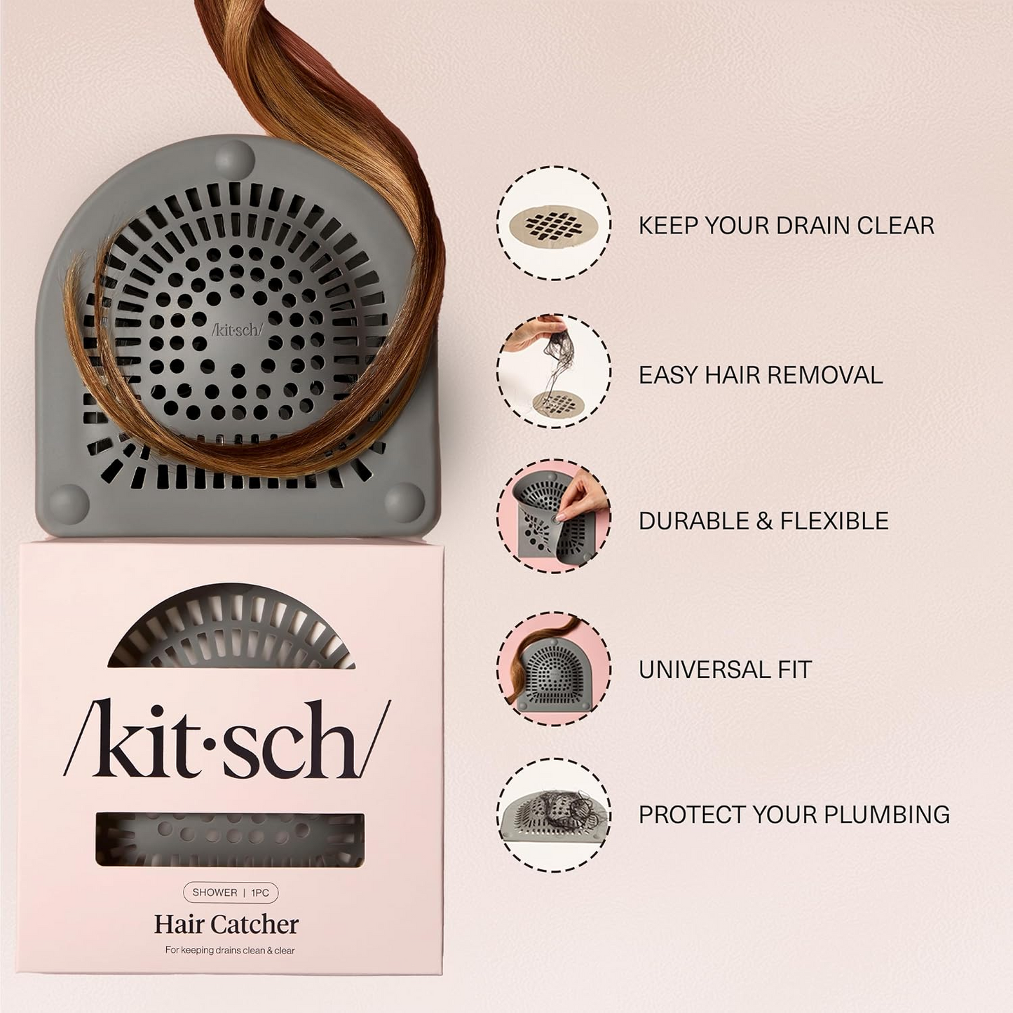 Hair Catcher Shower Drain Strainer – Reusable Sink & Shower Drain Filter for Easy Hair Removal